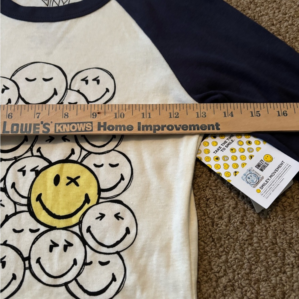 Woman’s Smiley World Long Sleeve Shirt - Navy and White - Picture 3 of 4